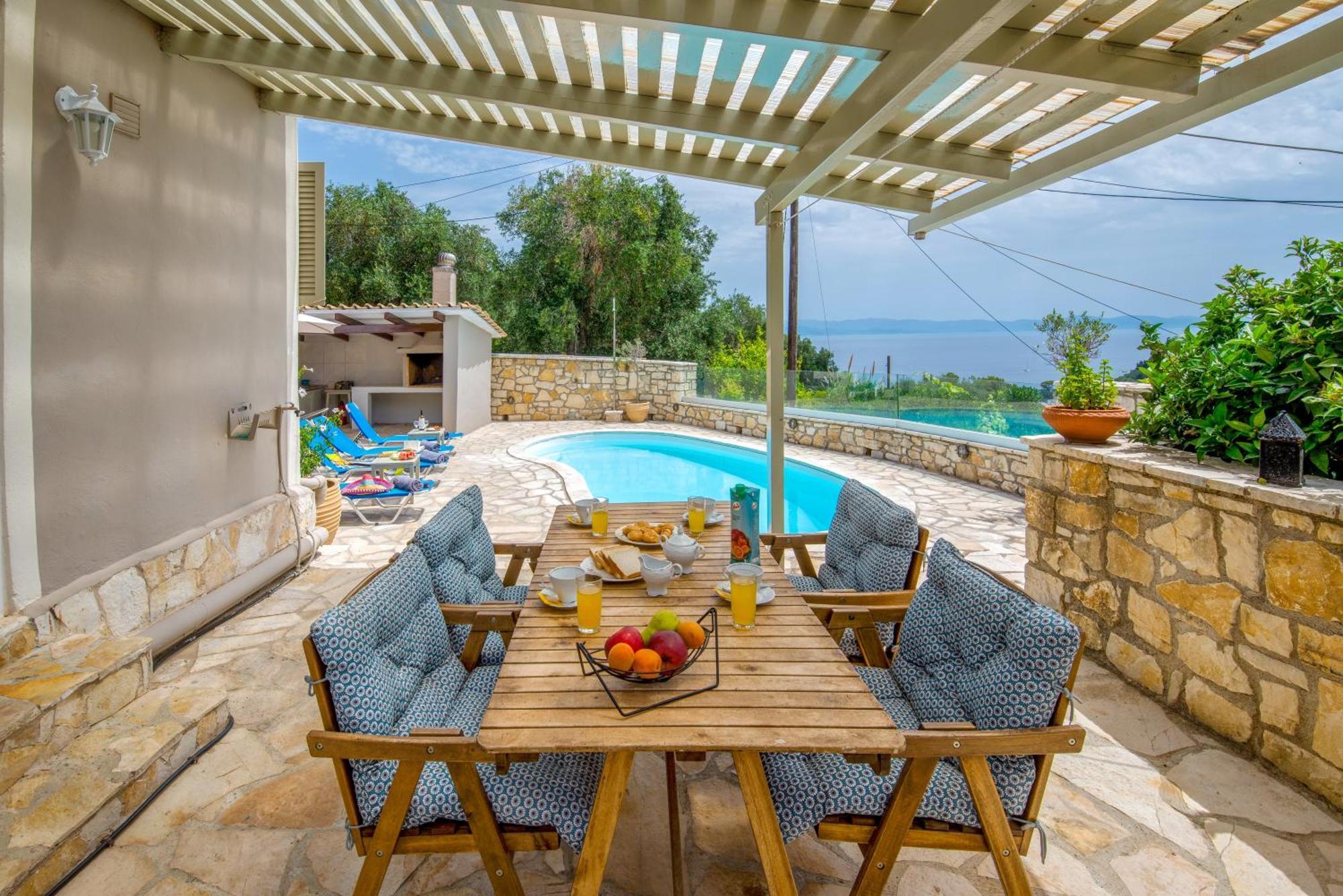 Loggos Seaview Cottage With Private Pool By Konnect Longós エクステリア 写真