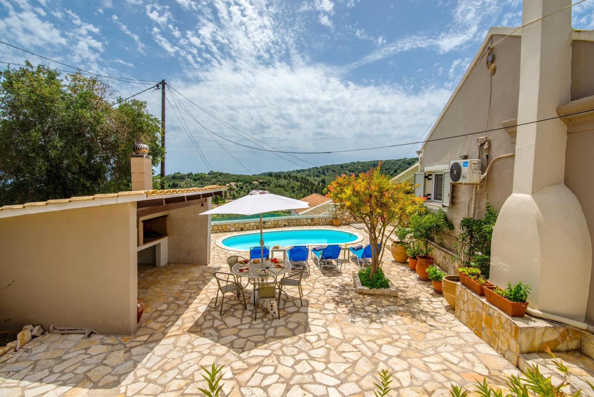 Loggos Seaview Cottage With Private Pool By Konnect Longós エクステリア 写真