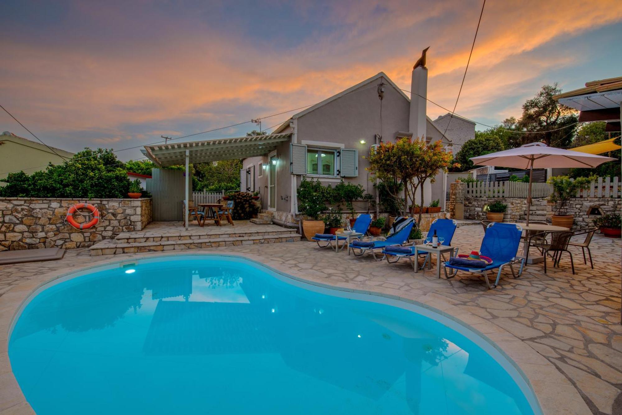 Loggos Seaview Cottage With Private Pool By Konnect Longós エクステリア 写真