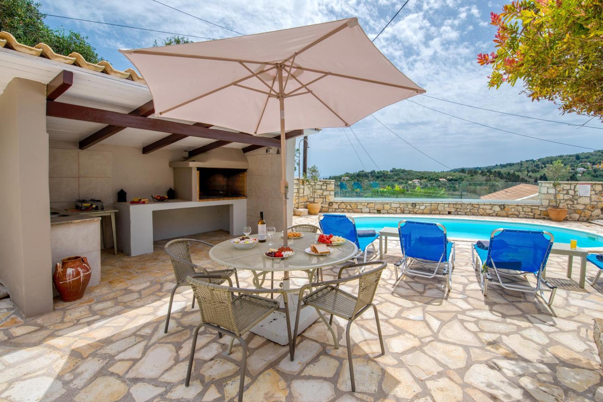 Loggos Seaview Cottage With Private Pool By Konnect Longós エクステリア 写真